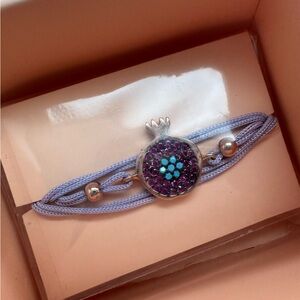 Purple Beaded Pomegranate Charm Bracelet